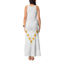 Tonga White Sunday Tank Maxi Dress Polynesian Plumeria Tribal Simple LT9 - Polynesian Pride