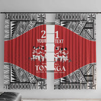 Custom Tonga Rugby Mate Ma'a Window Curtain Tonga XIII Make History Pacific Champions LT9 With Hooks Red - Polynesian Pride