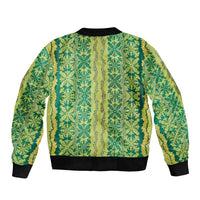 Hawaii Lei with Tribal Quilt Motif Bomber Jacket