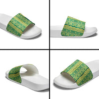 Hawaii Lei with Tribal Quilt Motif Slide Sandals - Polynesian Pride