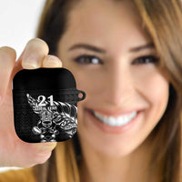 New Zealand Rugby Warrior Custom AirPods Case Black Fern Taniko Motif LT9 Black - Polynesian Pride