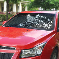 New Zealand Rugby Warrior Custom Auto Sun Shade Black Fern Taniko Motif - Polynesian Pride