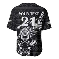New Zealand Rugby Warrior Custom Baseball Jersey Black Fern Taniko Motif