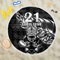 New Zealand Rugby Warrior Custom Beach Blanket Black Fern Taniko Motif LT9 One Size 150cm Black - Polynesian Pride