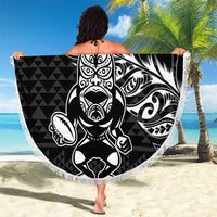 New Zealand Rugby Warrior Custom Beach Blanket Black Fern Taniko Motif LT9 - Polynesian Pride