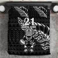 New Zealand Rugby Warrior Custom Bedding Set Black Fern Taniko Motif LT9 Black - Polynesian Pride