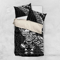 New Zealand Rugby Warrior Custom Bedding Set Black Fern Taniko Motif LT9 US Twin 172cm x 218cm Black - Polynesian Pride