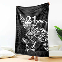New Zealand Rugby Warrior Custom Blanket Black Fern Taniko Motif LT9 - Polynesian Pride