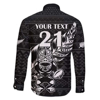 New Zealand Rugby Warrior Custom Family Matching Tank Maxi Dress and Hawaiian Shirt Black Fern Taniko Motif