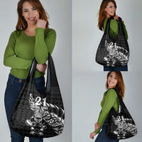 New Zealand Rugby Warrior Custom Grocery Bag Black Fern Taniko Motif