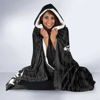 New Zealand Rugby Warrior Custom Hooded Blanket Black Fern Taniko Motif