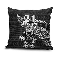 New Zealand Rugby Warrior Custom Pillow Cover Black Fern Taniko Motif - Polynesian Pride