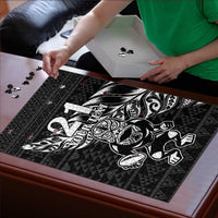 New Zealand Rugby Warrior Custom Puzzle Black Fern Taniko Motif - Polynesian Pride