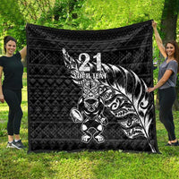 New Zealand Rugby Warrior Custom Quilt Black Fern Taniko Motif LT9 - Polynesian Pride