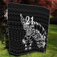 New Zealand Rugby Warrior Custom Quilt Black Fern Taniko Motif LT9 - Polynesian Pride