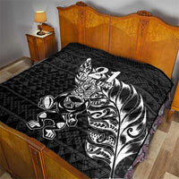 New Zealand Rugby Warrior Custom Quilt Black Fern Taniko Motif LT9 - Polynesian Pride