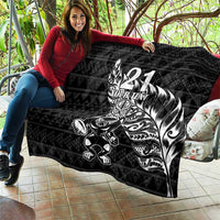 New Zealand Rugby Warrior Custom Quilt Black Fern Taniko Motif LT9 - Polynesian Pride