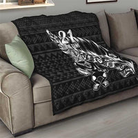 New Zealand Rugby Warrior Custom Quilt Black Fern Taniko Motif LT9 - Polynesian Pride