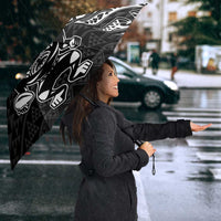 New Zealand Rugby Warrior Custom Umbrella Black Fern Taniko Motif - Polynesian Pride