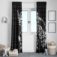 New Zealand Rugby Warrior Custom Window Curtain Black Fern Taniko Motif