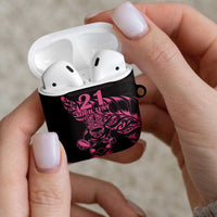 New Zealand Rugby Warrior Custom AirPods Case Pink Fern Taniko Motif - Polynesian Pride