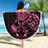 New Zealand Rugby Warrior Custom Beach Blanket Pink Fern Taniko Motif LT9 - Polynesian Pride