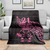 New Zealand Rugby Warrior Custom Blanket Pink Fern Taniko Motif LT9 - Polynesian Pride