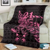 New Zealand Rugby Warrior Custom Blanket Pink Fern Taniko Motif LT9 - Polynesian Pride