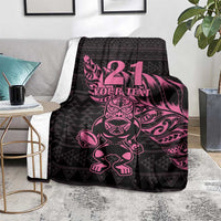 New Zealand Rugby Warrior Custom Blanket Pink Fern Taniko Motif LT9 - Polynesian Pride