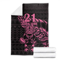 New Zealand Rugby Warrior Custom Blanket Pink Fern Taniko Motif LT9 - Polynesian Pride
