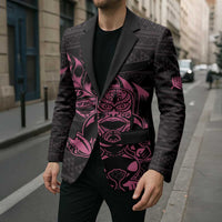 New Zealand Rugby Warrior Custom Blazer Pink Fern Taniko Motif - Polynesian Pride
