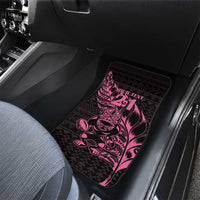 New Zealand Rugby Warrior Custom Car Mats Pink Fern Taniko Motif