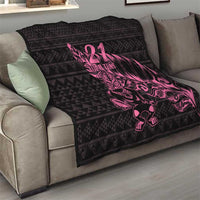 New Zealand Rugby Warrior Custom Quilt Pink Fern Taniko Motif