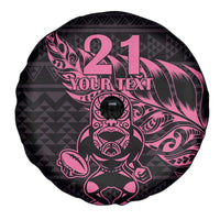 New Zealand Rugby Warrior Custom Spare Tire Cover Pink Fern Taniko Motif