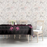 New Zealand Rugby Warrior Custom Tablecloth Pink Fern Taniko Motif