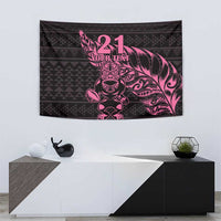 New Zealand Rugby Warrior Custom Tapestry Pink Fern Taniko Motif