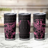 New Zealand Rugby Warrior Custom Tumbler Cup Pink Fern Taniko Motif