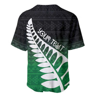 Green Silver Fern Spirit Taniko Tukutuku Personalised Baseball Jersey