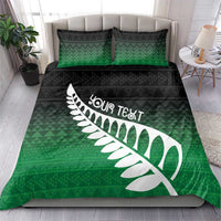 Green Silver Fern Spirit Taniko Tukutuku Personalised Bedding Set