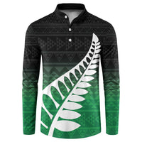 Green Silver Fern Spirit Taniko Tukutuku Personalised Button Sweatshirt LT9 Green - Polynesian Pride