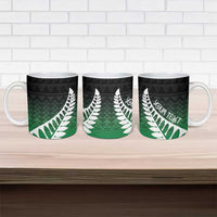 Green Silver Fern Spirit Taniko Tukutuku Personalised Ceramic Mug - Polynesian Pride