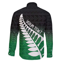 Green Silver Fern Spirit Taniko Tukutuku Personalised Family Matching Short Sleeve Bodycon Dress and Hawaiian Shirt