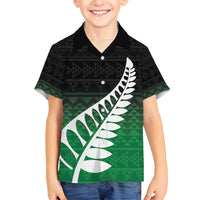 Green Silver Fern Spirit Taniko Tukutuku Personalised Kid Hawaiian Shirt