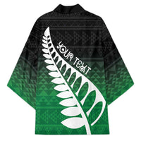 Green Silver Fern Spirit Taniko Tukutuku Personalised Kimono - Polynesian Pride