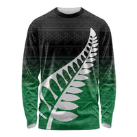 Green Silver Fern Spirit Taniko Tukutuku Personalised Long Sleeve Shirt LT9 Unisex Green - Polynesian Pride