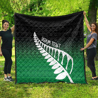 Green Silver Fern Spirit Taniko Tukutuku Personalised Quilt