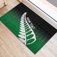 Green Silver Fern Spirit Taniko Tukutuku Personalised Rubber Doormat LT9 - Polynesian Pride