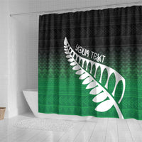 Green Silver Fern Spirit Taniko Tukutuku Personalised Shower Curtain