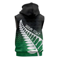 Green Silver Fern Spirit Taniko Tukutuku Personalised Sleeveless Zip Hoodie LT9 - Polynesian Pride
