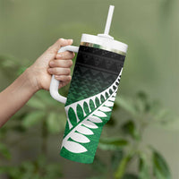 Green Silver Fern Spirit Taniko Tukutuku Personalised Tumbler With Handle LT9 - Polynesian Pride